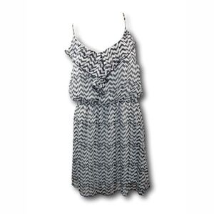 Charlotte Ruse Black & White Chevron Striped Sundress Dress Size: L